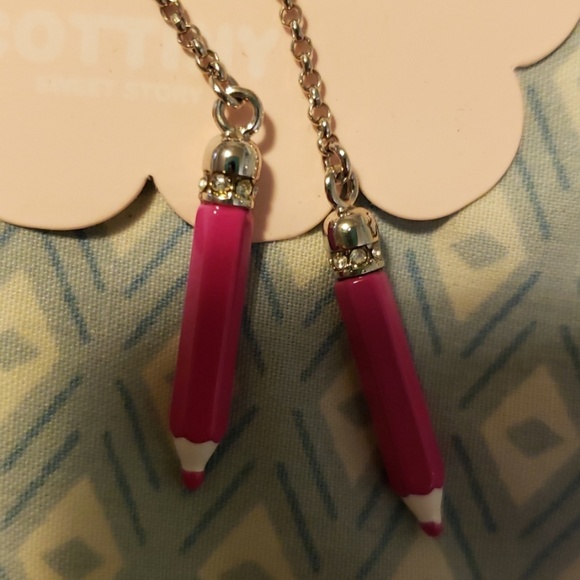 Pink pencil earrings - Picture 4 of 4